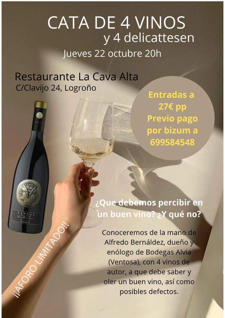 Cartel Cata de Wineluck Restaurante La Cava Alta 22-10-26 Bodegas Alvia
